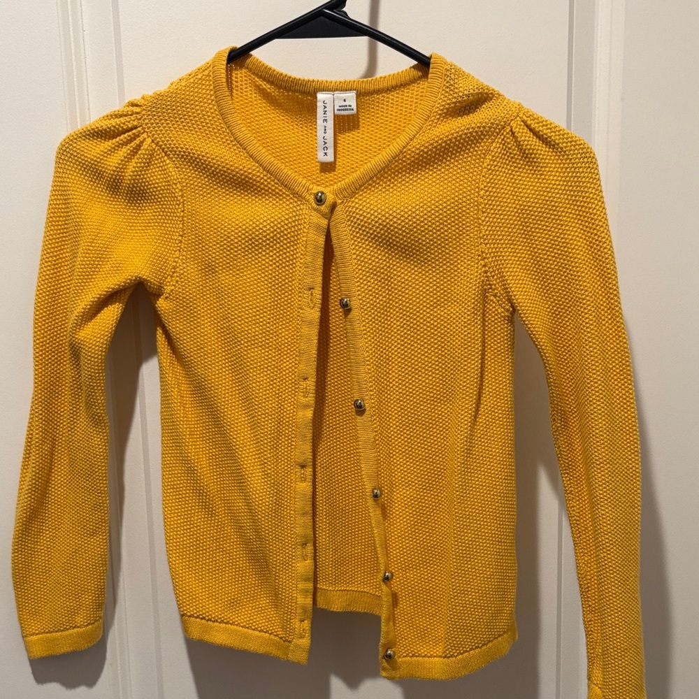 Janie and Jack Mustard Yellow Textured Button-Front Cardigan